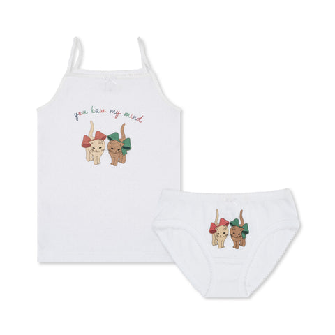 Konges Slojd Minnie Unterwäsche/Unterhemd mit Schleife und Kätzchenmotiv