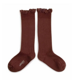 Collégien Cotton Lace Trim Knee High Socks