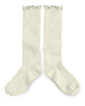 Collégien Cotton Lace Trim Knee High Socks